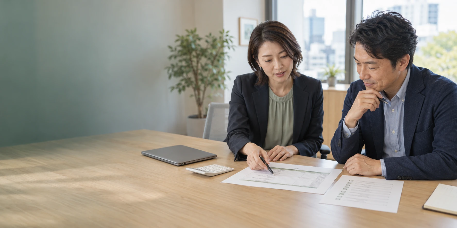 見積書の内訳と支援範囲を一緒に確認する担当者と相談者