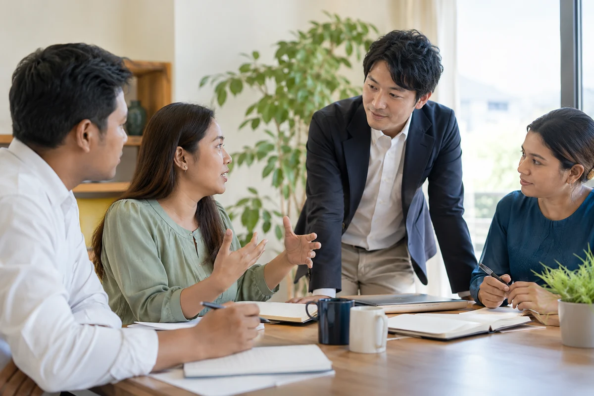 チームで意見を交わす研修の様子