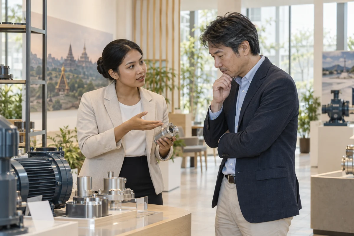 製品サンプルを確認する商談